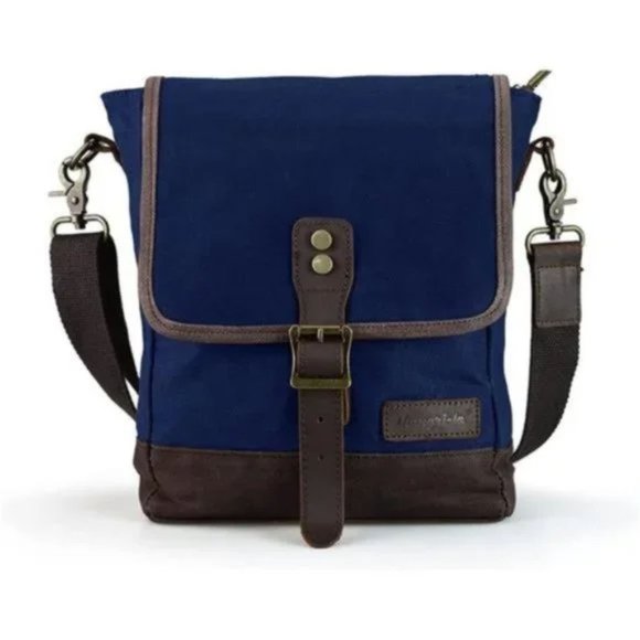 New Messenger Bag Canvas Blue - Picture 1 of 5